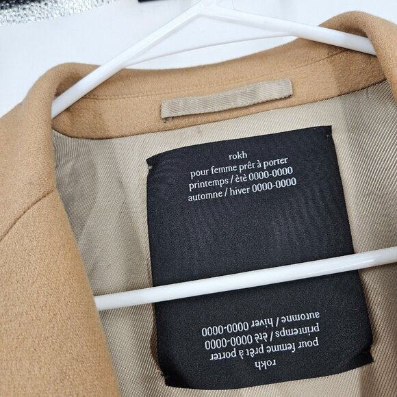 Rokh Coat $2200 Brown Wool Long Line Button Details Pockets Convertible Maxi 38 - Picture 4 of 11